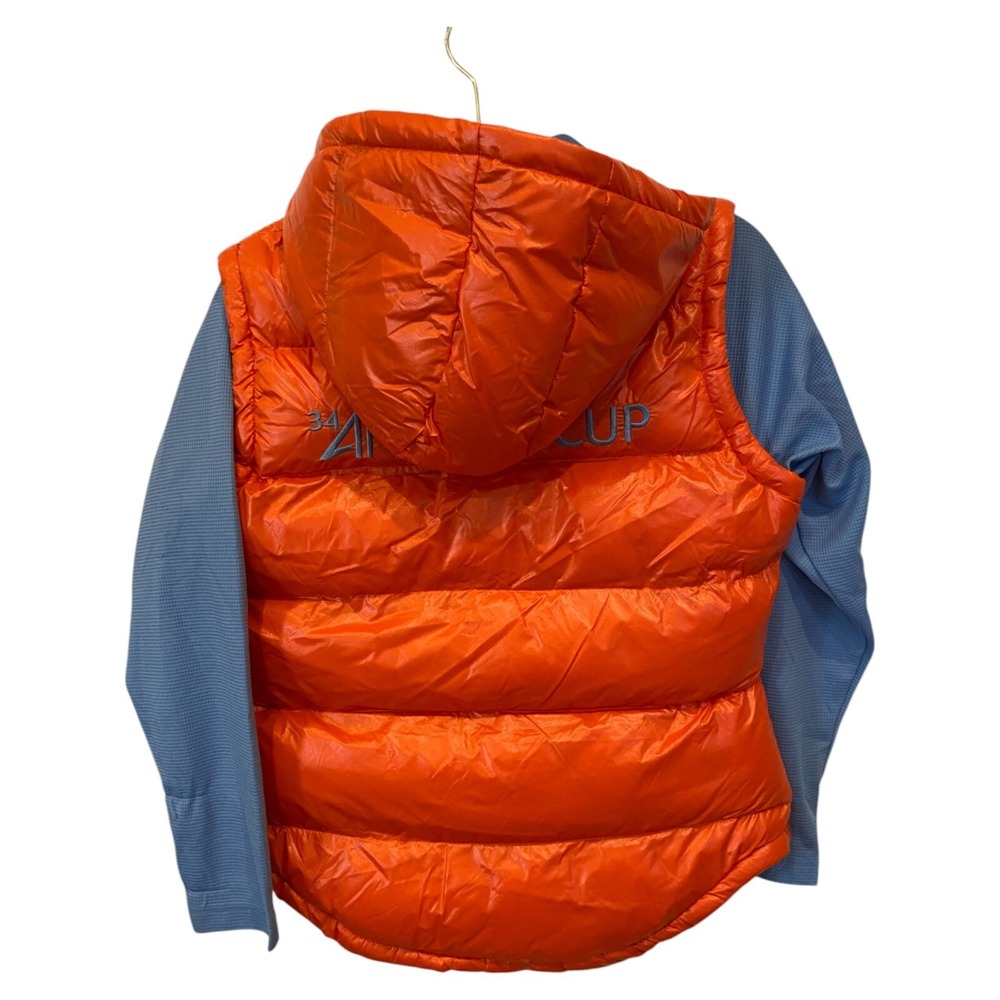 Americas Cup Down Quilted Jacket Nylon Orange Blue Womens M Hooded Winter Ski - Picture 2 of 11